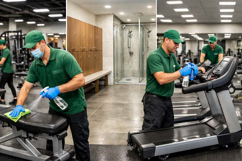 foto operatori pulizia palestra