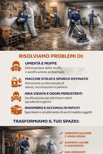 infografica pulizia garage e cantina