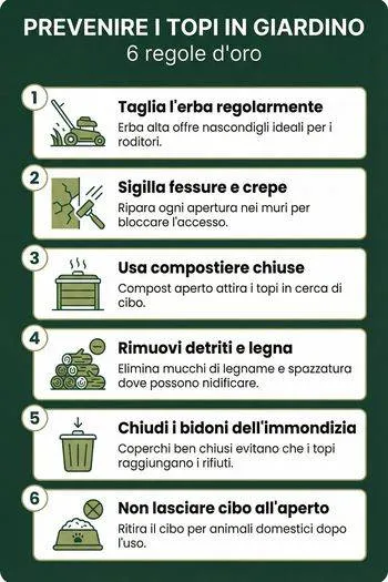 infografica scacciare i topi dal giardino prevenzione